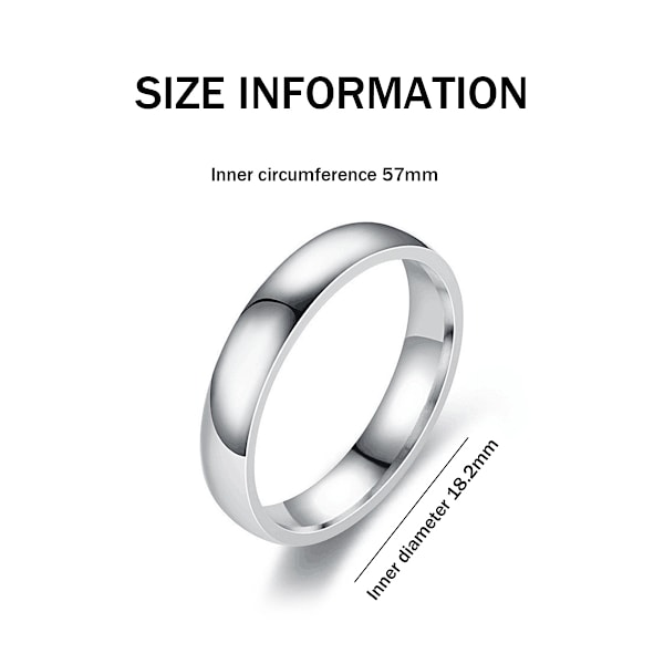 4mm Titanring Slät Kupol Högpolerad Vigselring Komfortpassform Storlek 7-10