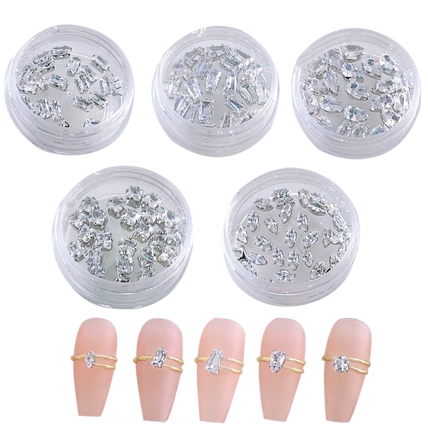 100 stycken nagelcharms strass nagelcharms nagelsmycken 3D kristall metall nagelstenar