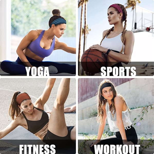 Träningshuvudband för kvinnor, löpning, sport - Brett svettband, yoga, gymtillbehör, elastiskt huvudband, svettband