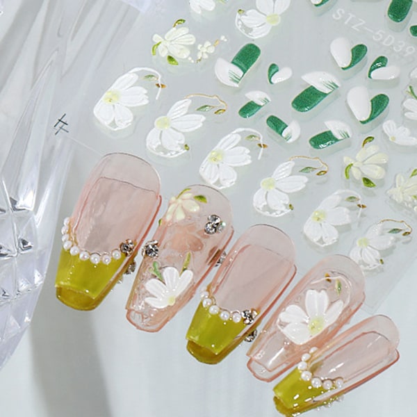 5D Nagelsticker Dekaler, Självhäftande Nagelkonsttillbehör DIY Nageldekaler Nageldekorationer för Kvinnor Flickor