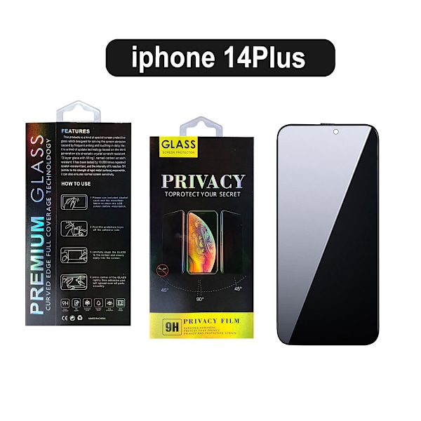 2 PACK - Personvern Skjermbeskytter iPhone 14 PLUS (6.7 Tommer), Privacy Screen Protector