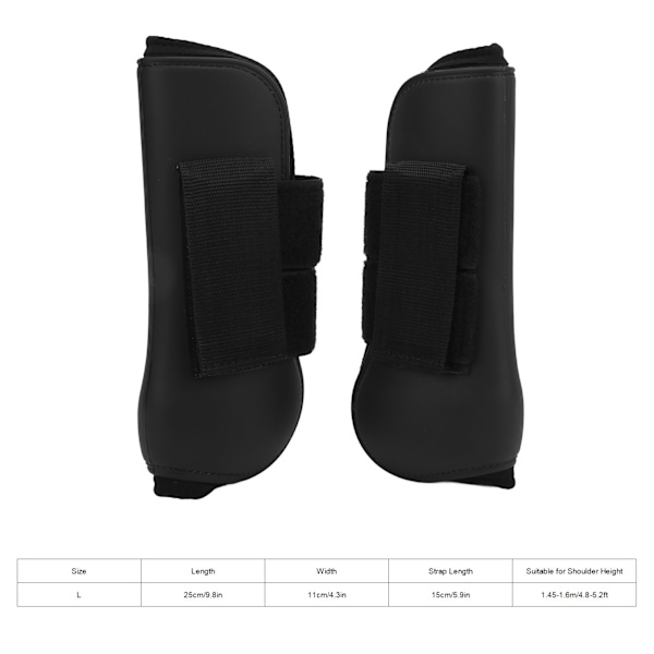 2 st. Häst Senor Boots Set Mjukt Halkskyddande Dämpande PU-Skal Senor Skydd Boots för Hästar Svart Fram Ben L