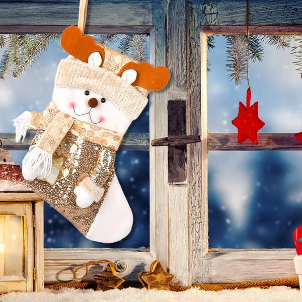 Creative 3D Christmas Stocking Soft Polyester Ornament Candy Bag Christmas Tree Hanging Home Decor Deer[TT]