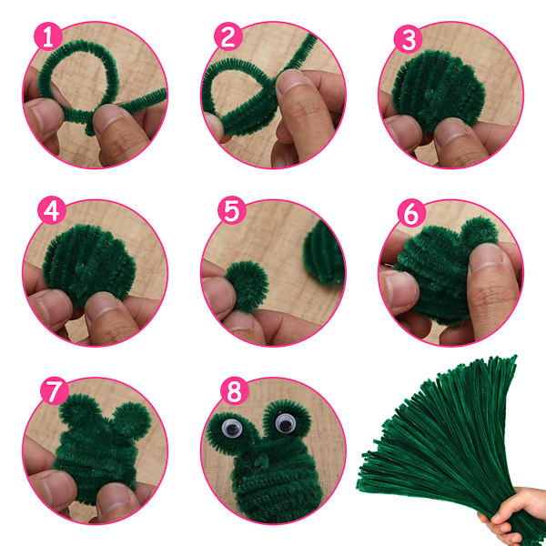 Piprensare och självhäftande wiggle-ögon set, julpiprensare, piprensare i bulk, konst- och hantverksmaterial, chenille-stänger piprensare