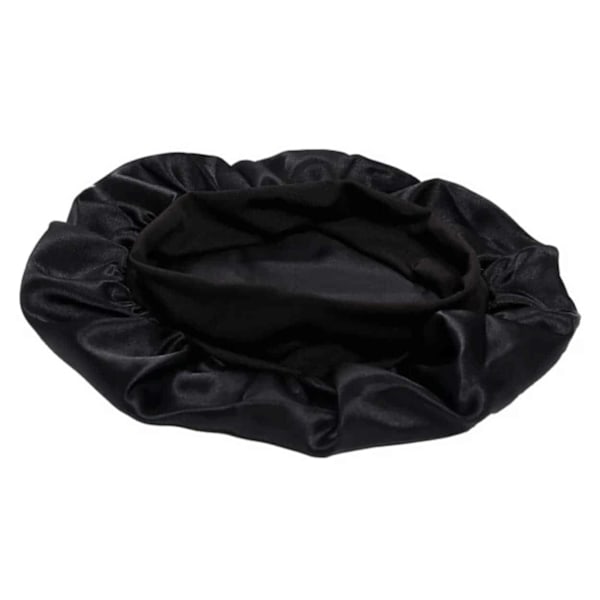 Satin Bonnet Sovmössa – Mjuk och Andningsbar, Svart One Size