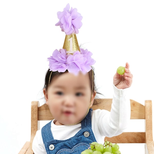Søt Blomst Prinsessekrone Hodebånd Hårbånd for Babyjente Småbarn Fødselsdag Hodeplagg Lilla