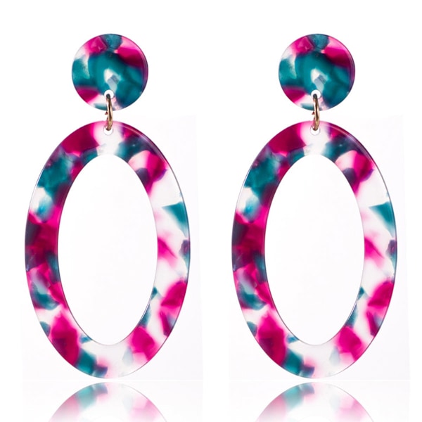 Akryl Geometriske Oval Resin Drip Hængende Øreringe Boheme Hoops Øreringe Spot Personlighed Stud Øreringe