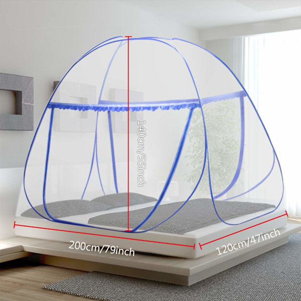 Pop Up Myggnät för Dubbelsäng, Stor Bärbar Tält Resa Dubbeldörrs Blixtlås Sängnät, Enkel Installation, Fint Nät, för Sovrum Utomhus Camping