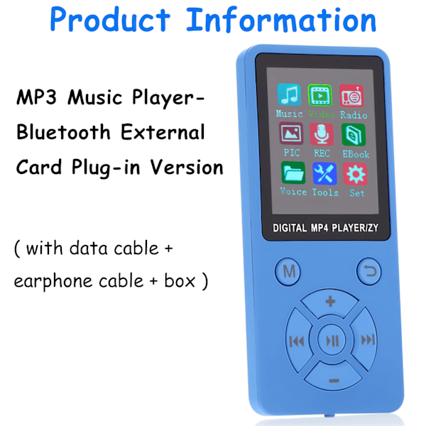 Mini LCD-skærm MP4 Media Player Understøtter 32G TF-kort Ultratynd Mp4-afspiller med FM E-bog