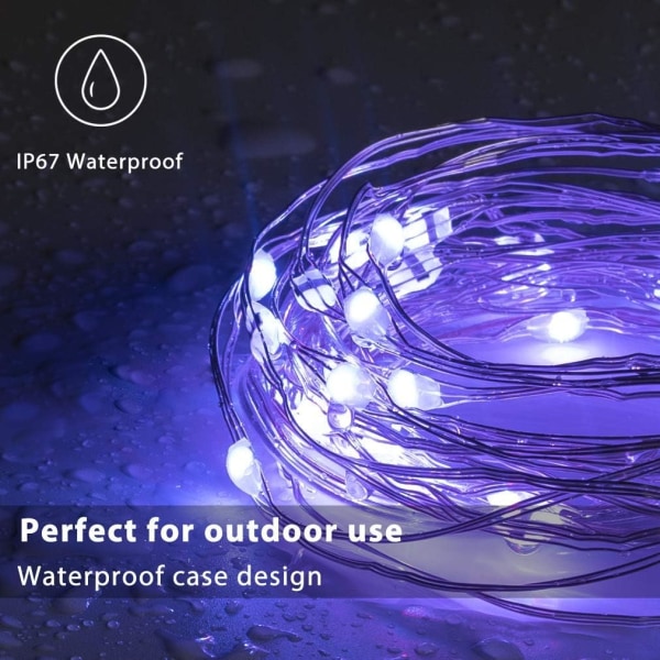 Fairy String Lights Batteridriven & USB Plug-in 33Ft 100 lysdioder 16 färgskiftande lampor och 8 lampor läge Fjärrkontroll Vattentät 3AA case,