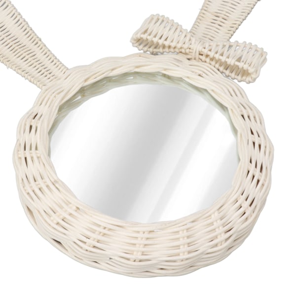 Dekorativt Spejl Hvid Kanin Formet Retro HD Rattan Spejl til Badeværelse Soveværelse