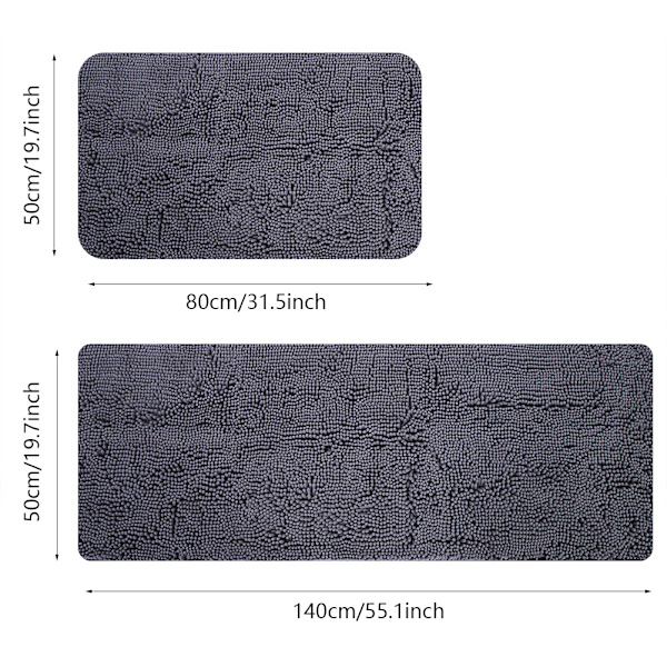 2-pack Chenille Halkskyddande Vattenabsorberande Halkskyddande Matta Badrum Vardagsrum (Mörkgrå)