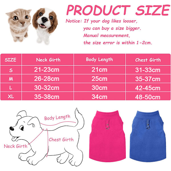 Strækbar Polar Fleece Hundevest Hundetrøje Varmt Trøje Fleece Hundejakke med Snore Ring Hvalpe Trøje Jakke Varmt Blødt