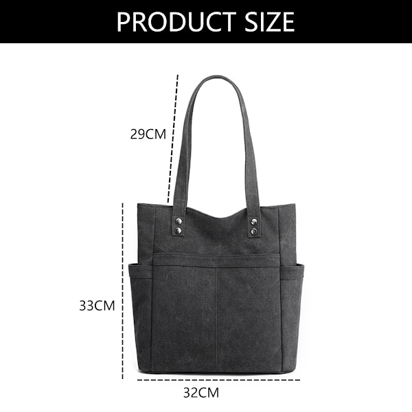 Kvinners Laptop Tote Bag Canvas Håndveske Skulderveske Klut Ensfarget Kvinneveske med Canvas Kvinneveske