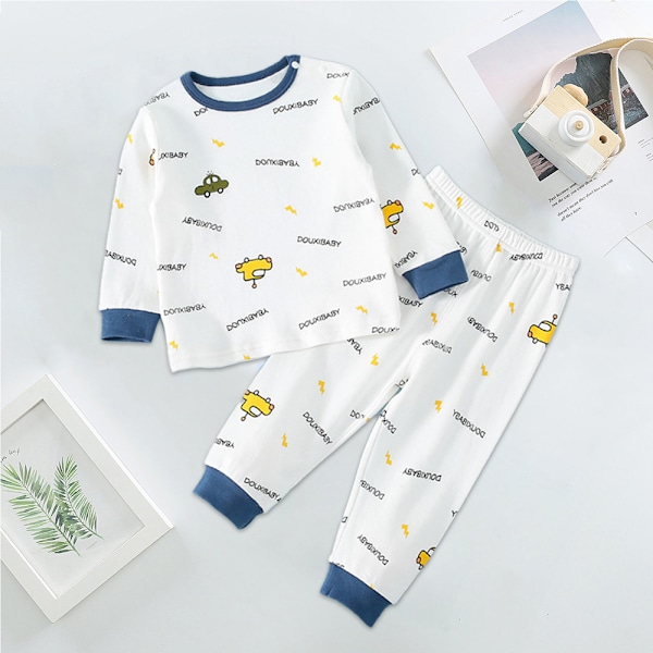 Bomulls vår- och höstpyjamas för barn, långärmad, set med hemmakläder för bebisar