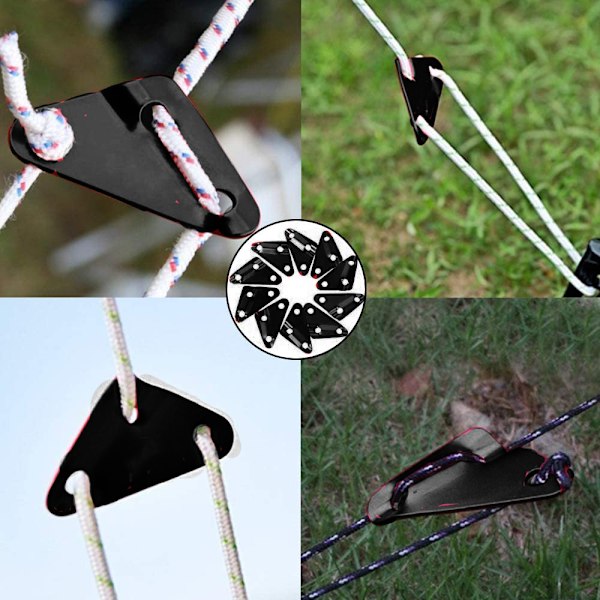Telttensorer i aluminiumlegering, snorejustering, rebjustering til telt, vandreture, camping