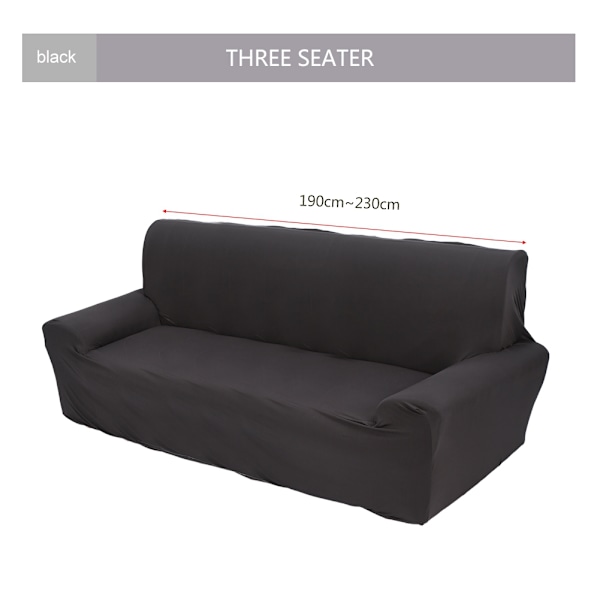 Sofa Stretchbetræk Elastisk Stof Hjemmesofabeskytter Tre-Sæders Sort 190~230cm