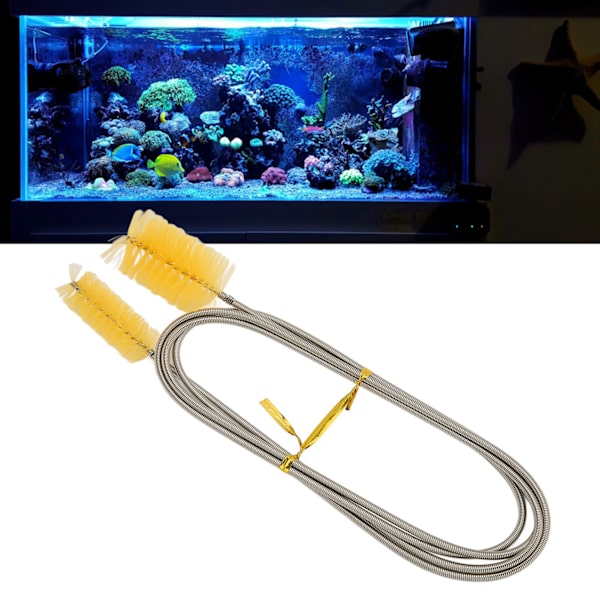 Akvarium Filter Slangborste Böjbar Flexibel Dubbeländad Rörrengöringsborste för Fisktankar Pumpar Rör Gul