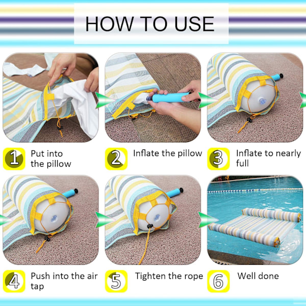 2-Pak Premium Swimming Pool Float Hammock, Multifunktionel Oppustelig Hammock (Saddel, Lounge Stol, Hammock, Drifter), Vand Hammock Lounge