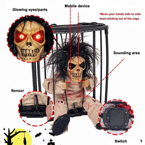 Motion Sensor Halloween Decorations - Scary Skull Motion Activated Halloween Decor Gold Gold