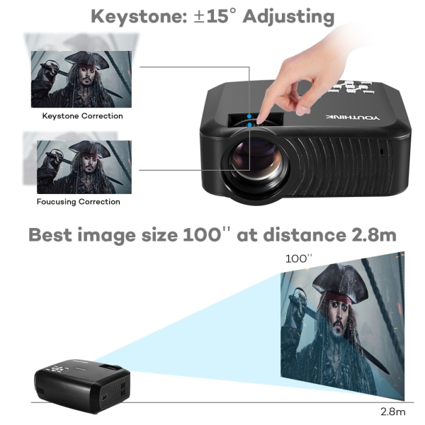LED Mini Videoprojektor Stöd 1080P Bärbar