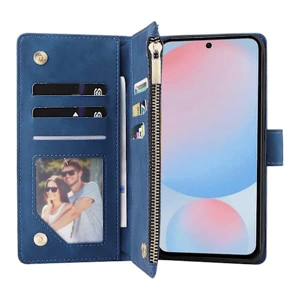 Case for Samsung Galaxy A56 5G with Zipper, Wallet, Multiple Card Slots, Leather Case Blue