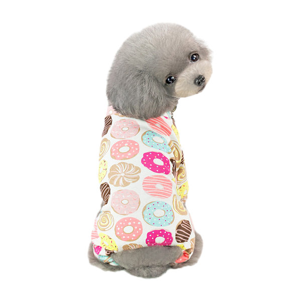 Hvalpebløde Pyjamas, Bomuldshvalpe-Overaller, Kæledyrs Jumpsuits, Hyggelige Bodystoffer til Små Hunde og Katte (Donut)