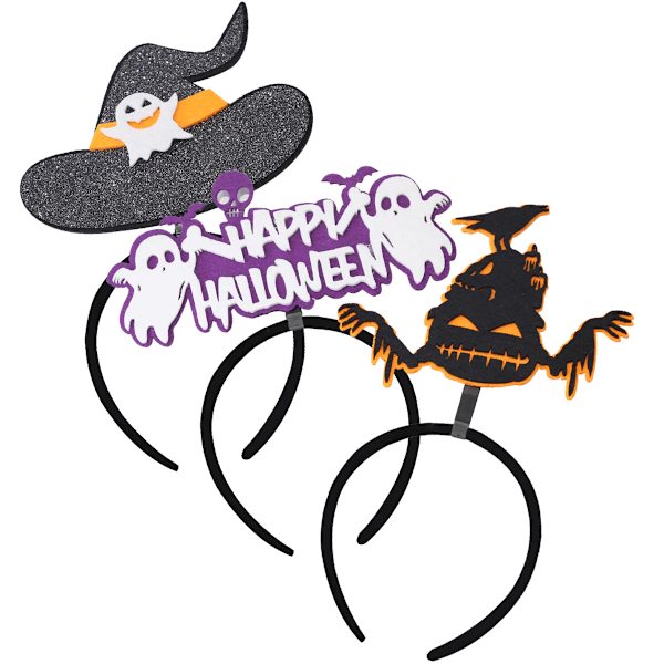 3 stk Halloween Hodebånd Halloween Hårbånd Spøkelse Hexe Hårbøyle for Halloweenfest, Knask eller knep, Cosplay Dekorasjon