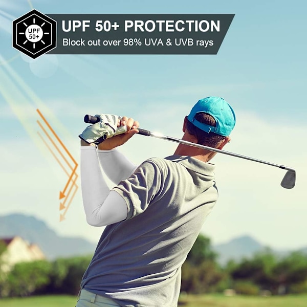2 Par Solbeskyttende Kølende Armsleeves til Mænd og Kvinder, UPF 50 Armdække