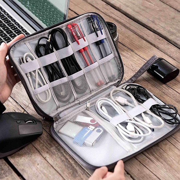 Resväska för reseladdare, elektronisk arrangör kabelarrangör bärbar vattentät förvaringsväska för laddare, sladd, USB
