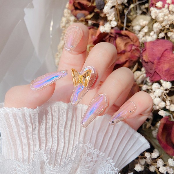 21 st 3D Fjärilsnagelsmycken Kristaller Klar Diamant Strass, Kristallfjäril Strass Rosett för Nagelkonst Skönhetsdesign Dekoration Hantverk