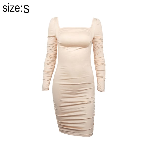 Kvindesexy Langærmet Bodycon Minikjole  Rygløs Rynket  Cocktailkjole