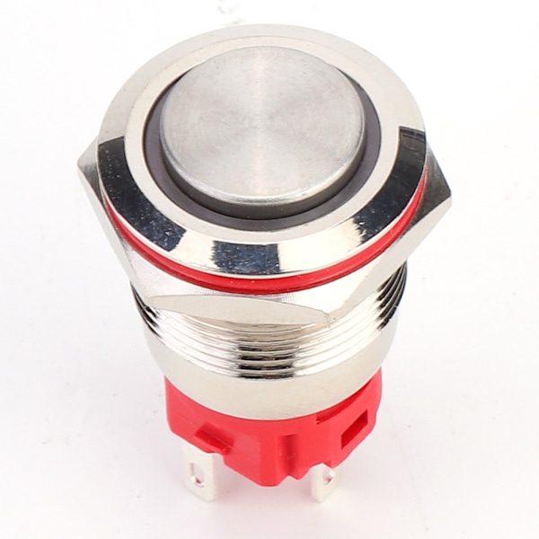 Metall Trykknappbryter DC9~30V 19mm 1NO 1NC Selvlysende Bryter med Lysgul (Ring Høy Hode Selvlysende)