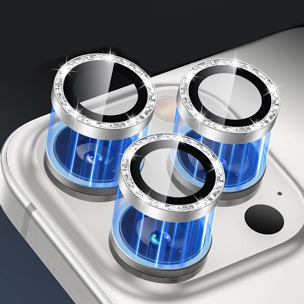 iPhone 13 Pro/13 Pro Max Linsskydd Bling Diamant Svart svart