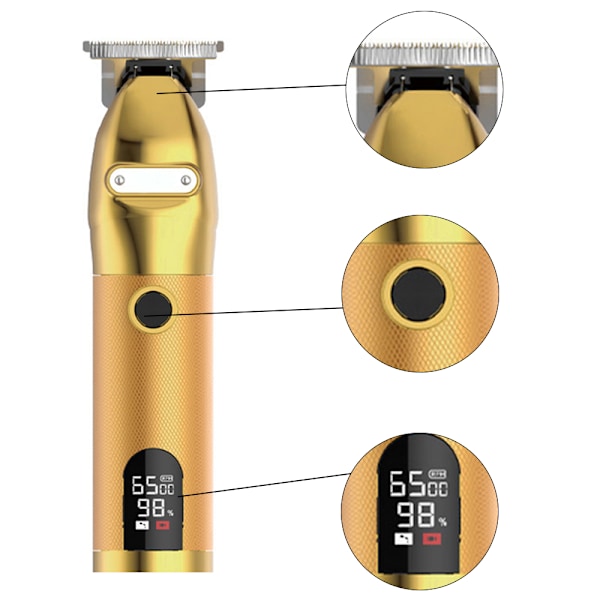 Sladdlös Trimmer med LCD-skärm, Hårtrimmer för Män, USB Laddningsbar Elektrisk Hårtrimmer
