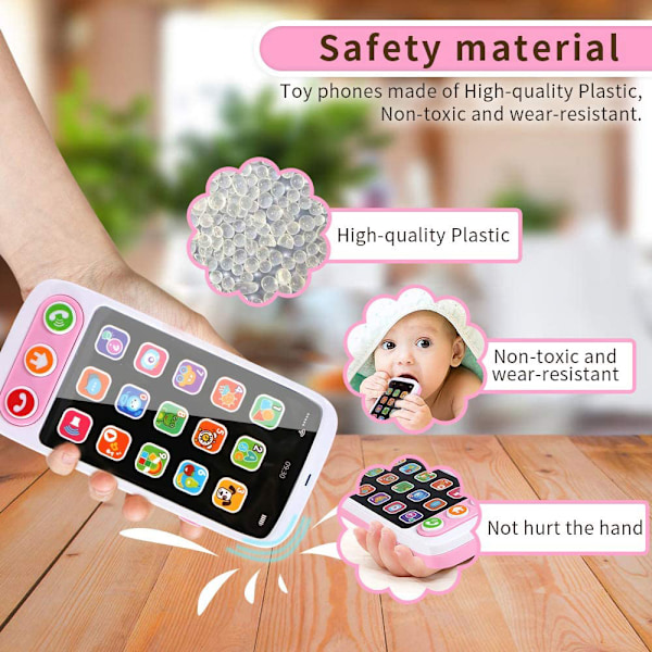 Babytelefon, Leksakstelefon med Ljus & Musik, Tidig Utbildning, Sinnesleksaker för Småbarn Pojkar och Flickor