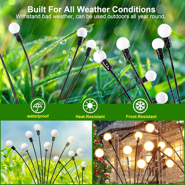 Solar Garden Lights - Nytt uppgraderat Solar Swaying Light, 8LED Starburst Solar Outdoor Lights, Solar Firefly Lights Outdoor Waterproof Solar Garden