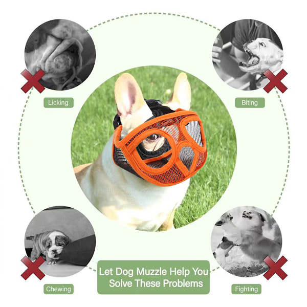 Kort Snute Hundemunnkurv, Pustende Mesh Flat Faced Munnkurv for Bulldog, Maske Bulldog Munnkurv (Oransje)