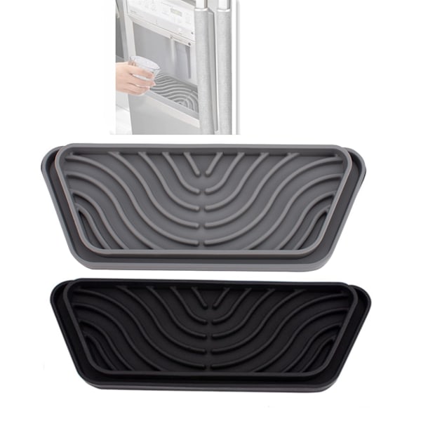 Kylskåpsdroppfångare för vattenbricka, 2-pack minikylskåpsdroppmattor för isvattendispenser, avlopp, förhindrar vattenspill, vattenstänk och