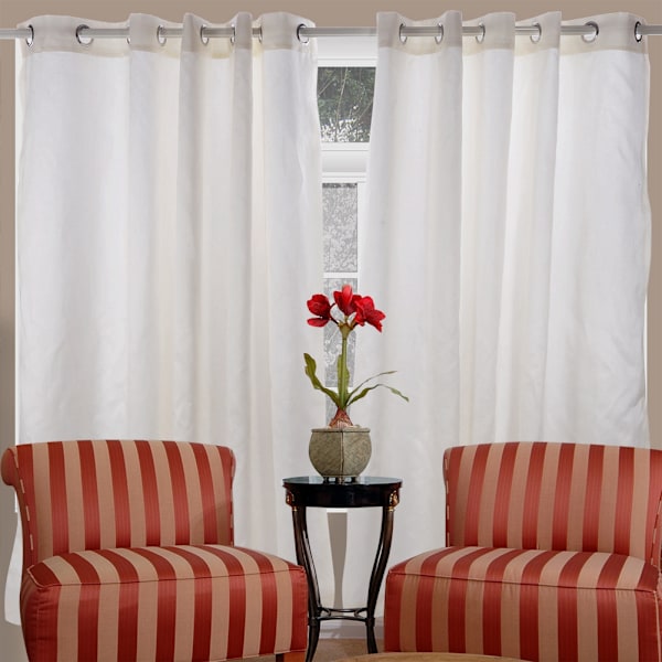 66\" X 54\" Stof Fuldt Foret Hjemmegardiner Plisseret Øjelet Ring Top Gardiner Med Foring Off White
