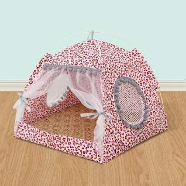 Sommar kattbädd katt tält katthus grotta bekväm säng för katter kattgrotta katthus kattsäng husdjur (38x38cm)