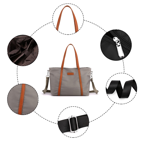Tote Bag för Kvinnor Arbetsväska 15,6 tum Canvas Axelväska Dator Messenger Plånbok Lärare Handväska Kontorsväska