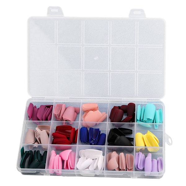 15 pak (360 stk) matte neglepresser medium længde, ballerina Coffin akryl korte falske negle sæt til neglekunst DIY