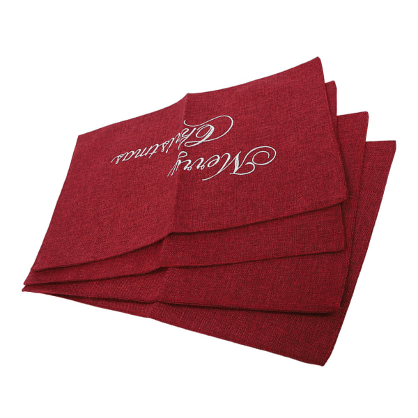 4 st Merry Christmas tryckta placemats mode linne skyddande