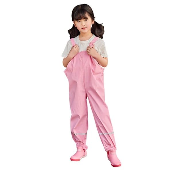 Kids Waterproof Rain Pants Dirty Proof Suspender Trousers for