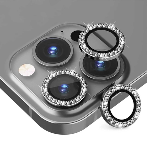 iPhone 13 Pro, iPhone 13 Pro Max, Linsskydd, Bling, Diamant, Svart