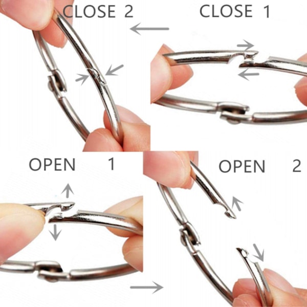 20 Pak Bogbinder Ringe Kontor Metal Løse Blade Ring Nøglering