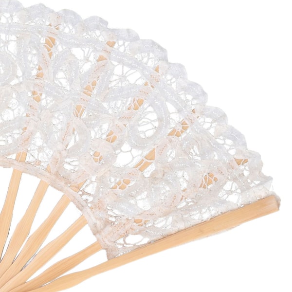 Folding Fan Hallow Lace Bamboo Bones Vintage Style Hand Fan