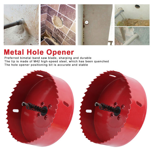 2 Sæt BiMetal Hulsavkutter Sæt til Aluminiumsplade PVC Jernplade Hulåbning 120165mm(100mm )
