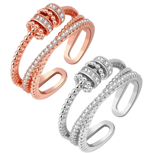 Anti-angst Ringe til Kvinder Mænd Unisex Justerbar Stabling Spinde Worry Ring